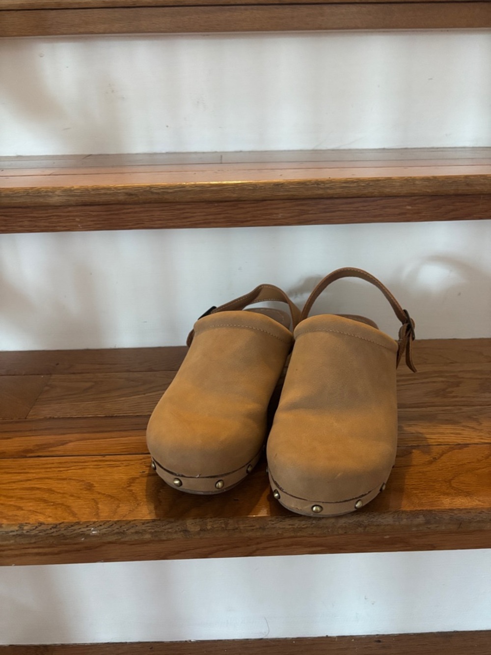 a.n.a Tan Suede Studded Clog Mules